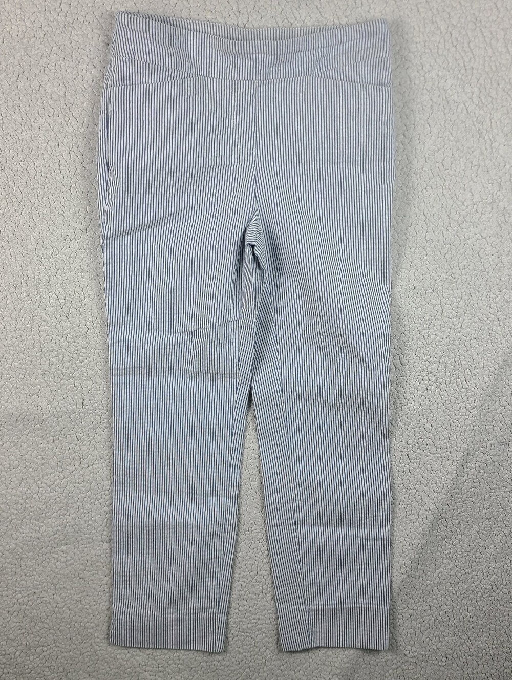 Hilary Radley Blue White Pinstripe Pull On Ankle Pants XS Stretch